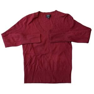 J.Crew Women's Cashmere V-Neck Fitted Sweater Burgundy Flawed Size XS